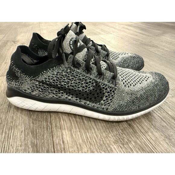 Nike Free RN Flyknit Women's Running Sneakers Size 8.5, Black/White, 942839-101 - Picture 2 of 9